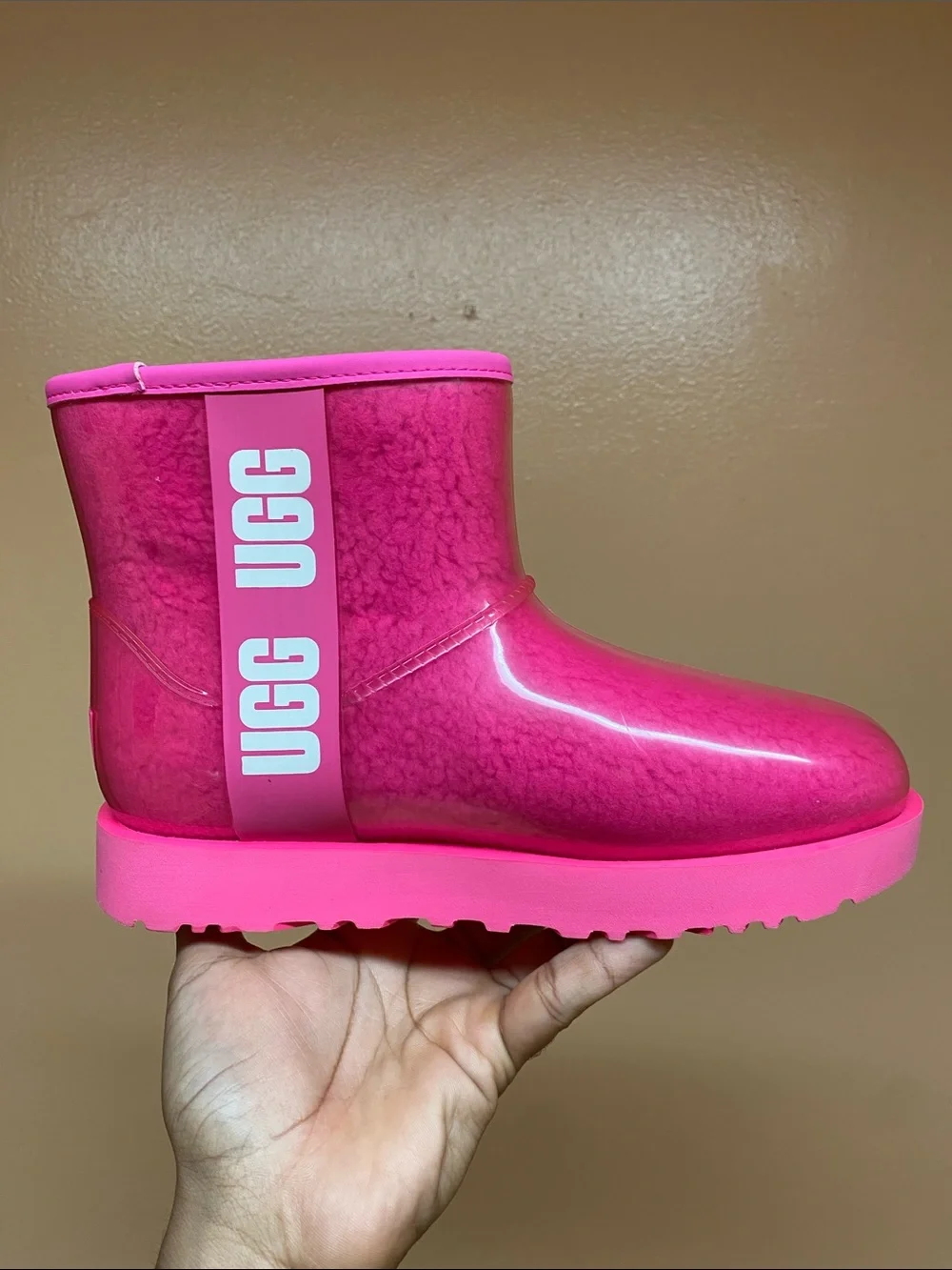 UGG Classic Clear Mini Women’s Waterproof Boots “Rock Rose Taffy Pink” Size 7